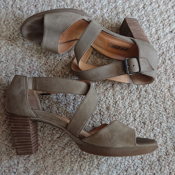 PAUL GREEN Taupe Leather Sandals Strappy Ankle Heels size 9.5 - Picture 5 of 14